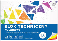 Blok techniczny kolorowy A4 160g 10 kartek Interdruk